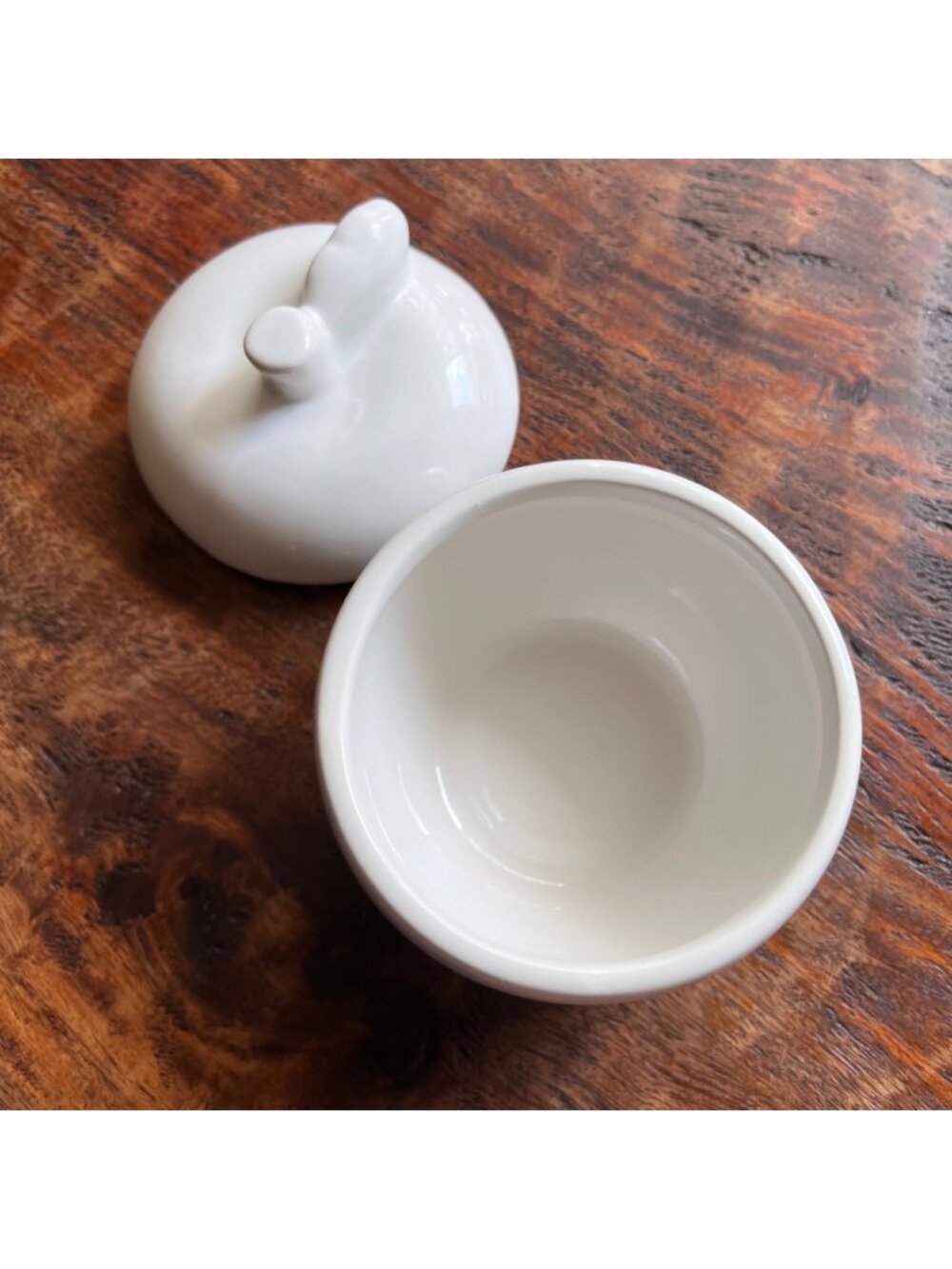 White Apple Ceramic Lidded Trinket Bowl